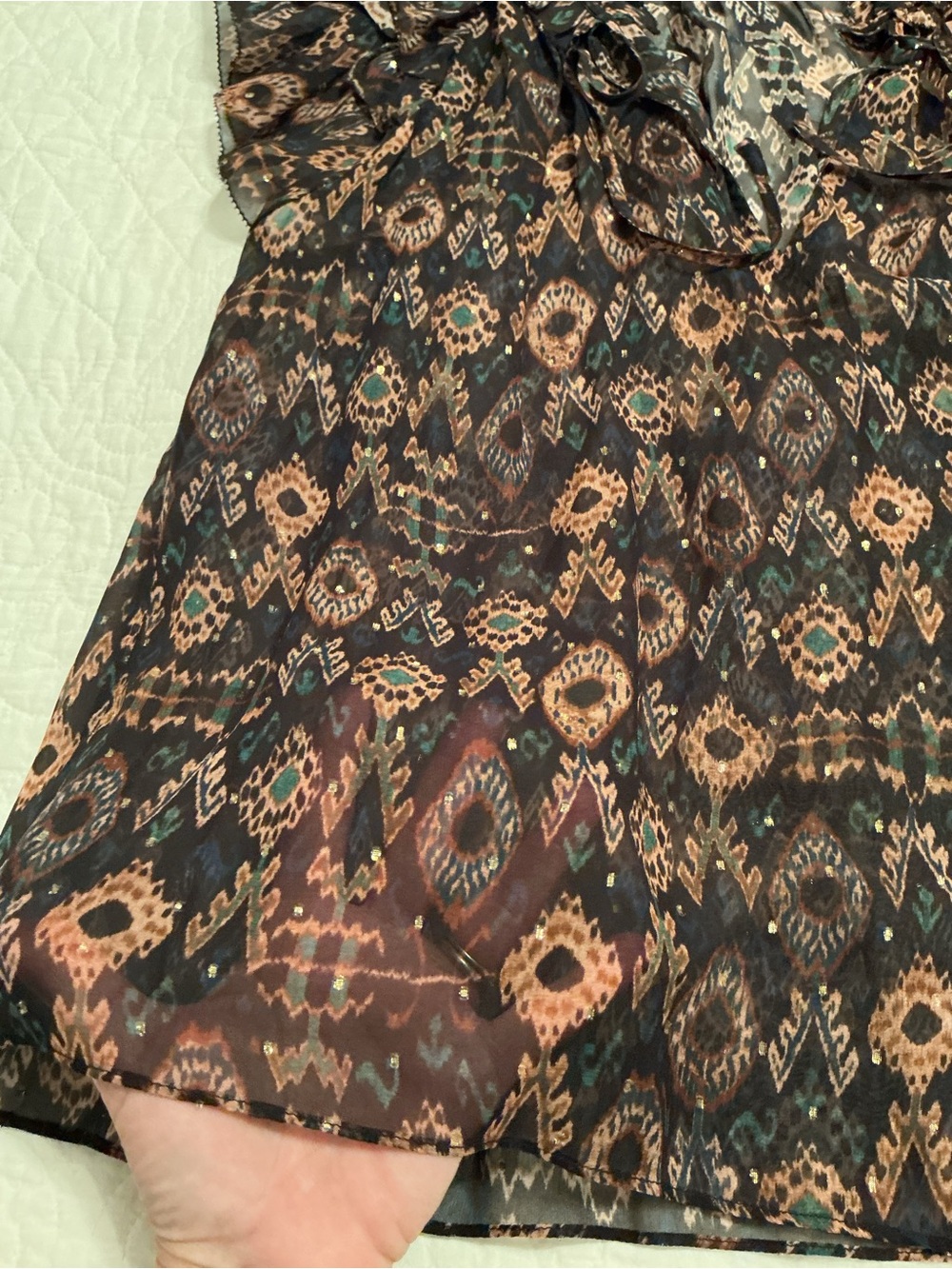 Ulla Johnson Elif Top - Onyx Sheer Silk & Metallic Flutter Sleeve Blouse Size 6 - Picture 10 of 13